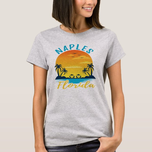 Naples Florida Sunset Retro Vacation T-Shirt (Front)