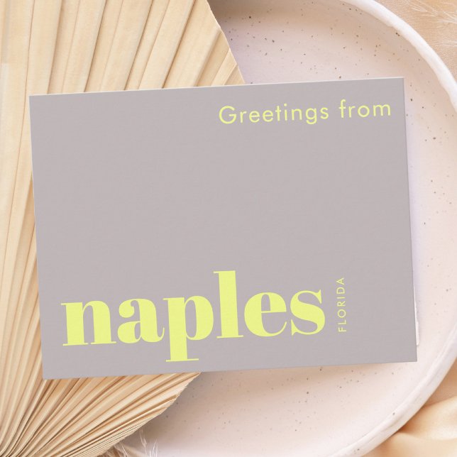 Naples Florida typographic yellow  Postcard (Creator Uploaded)