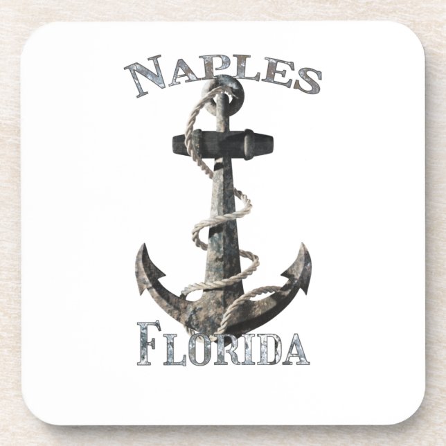Naples Florida Vacation Nautical Anchor Sailing Coaster (Front)