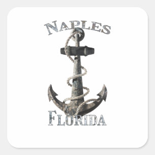 Naples Florida Vacation Nautical Anchor Sailing Square Sticker