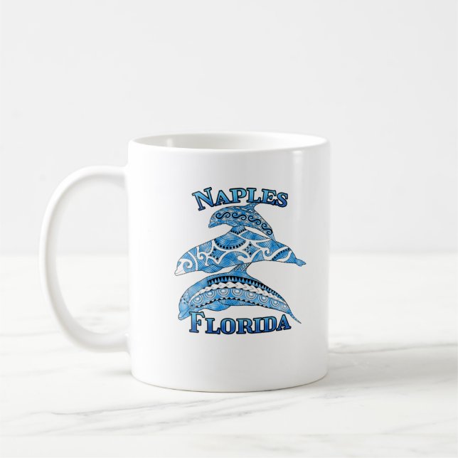 Naples Florida Vacation Tribal Dolphins Coffee Mug (Left)