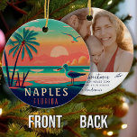 Naples Florida Vintage Seagull Sunset Souvenirs Ceramic Tree Decoration<br><div class="desc">Naples Beach Florida Vintage Seagull Retro Palm Trees 60s Souvenirs. Sunset design with your favourite Florida beach and sea, suitable for Florida beach Towns lovers especially those who love Naples Beach. - Ad a photo on the back with the easy to use template. - - You can customise and modify...</div>
