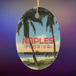 Naples Florida with vintage pier Ceramic Tree Decoration<br><div class="desc">Naples,  Florida with a vintage image of the pier,  palm trees,  and beach.</div>