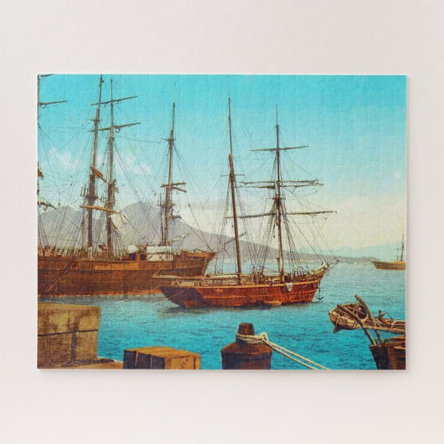 Naples harbour Italy 1800s Jigsaw Puzzle (Horizontal)