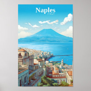 Naples Italy Art Vintage Travel  Poster