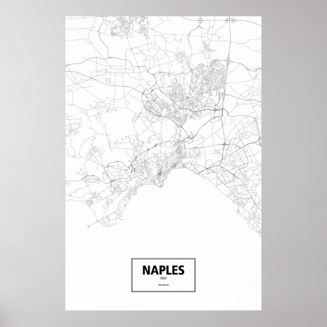 Naples, Italy (black on white) Poster (Front)