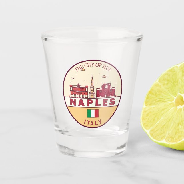 Naples Italy City Skyline Emblem Shot Glass (Front)