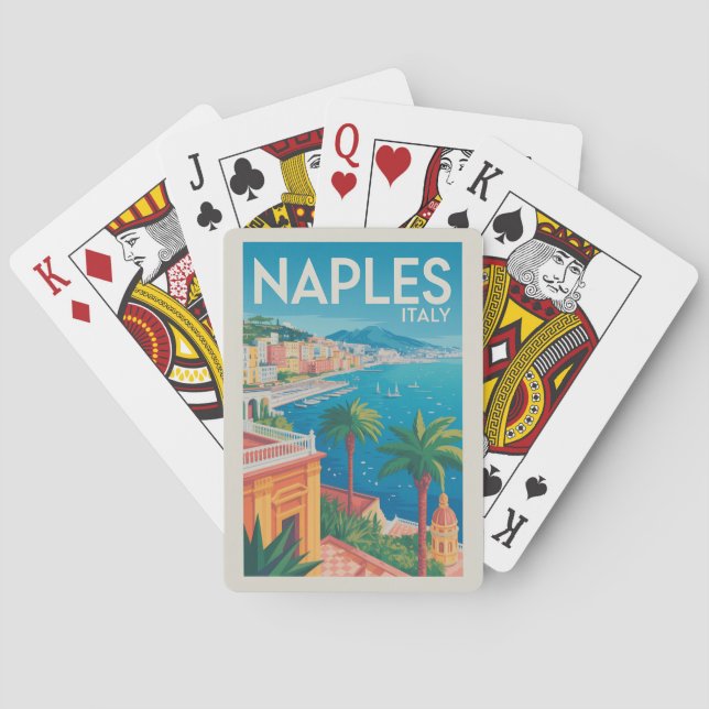 Naples Italy Illustration Travel Art Vintage Playing Cards (Back)
