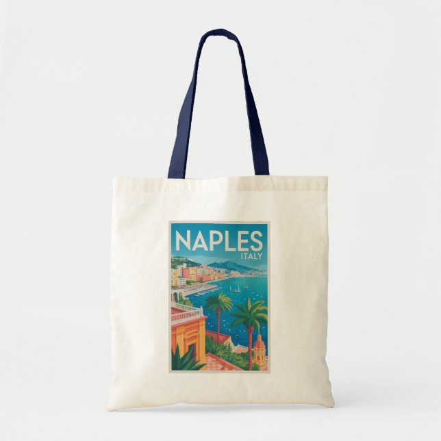 Naples Italy Illustration Travel Art Vintage Tote Bag (Front)