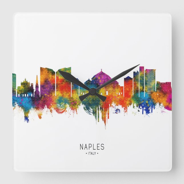 Naples Italy Skyline Square Wall Clock (Front)