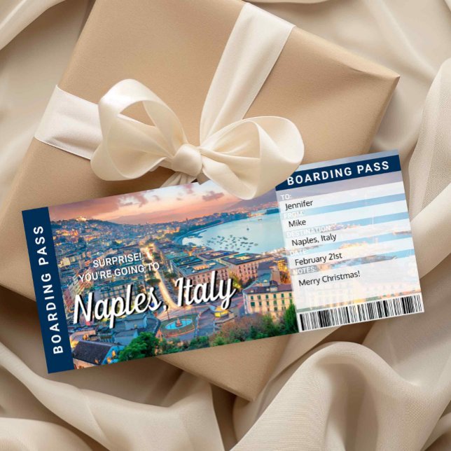 Naples Italy Trip Surprise Boarding Pass Card (Naples Italy Trip Surprise Boarding Pass Card)