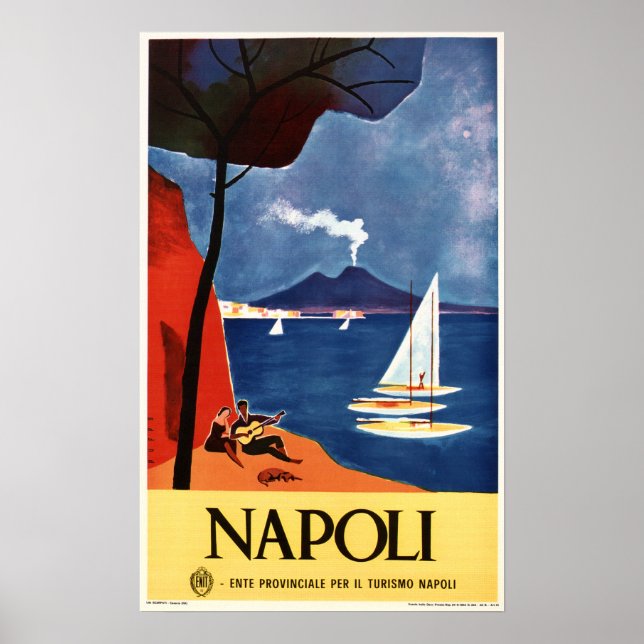 Naples NAPOLI ITALY Ad Vintage Italian Travel Poster (Front)