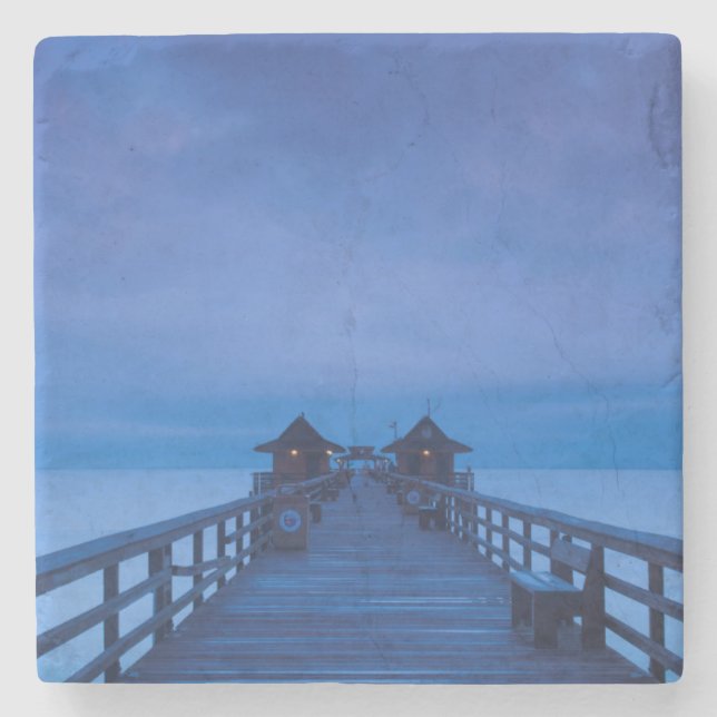 Naples Pier, dawn Stone Coaster (Front)