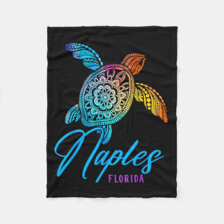 Naples Tie Dye Sea Turtle Florida Beach Vacation Fleece Blanket