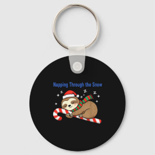 Napng Through The Snow Christmas Sloth Candy Cane Key Ring