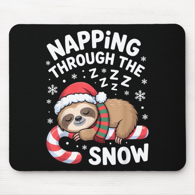Napng Through The Snow Funny Sloth Candy Cane Xmas Mouse Pad (Front)