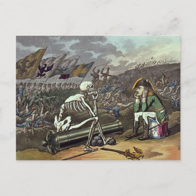 Napoleon and skeleton, 18th postcard (Front)