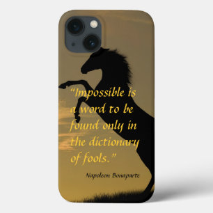 Napoleon Bonaparte Powerful Quote horse background iPhone 13 Case