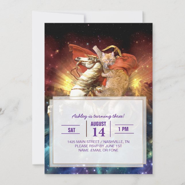 Napoleon Cat in Space                              Invitation (Front)
