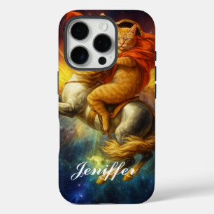 Napoleon Cat Riding Horse Through Galaxy iPhone 16 Pro Case
