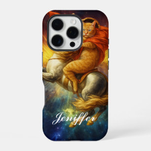 Napoleon Cat Riding Horse Through Galaxy iPhone 16 Pro Case