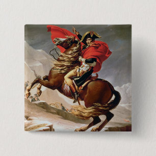 Napoleon Crossing the Alps, c.1800 (oil on canvas) 15 Cm Square Badge