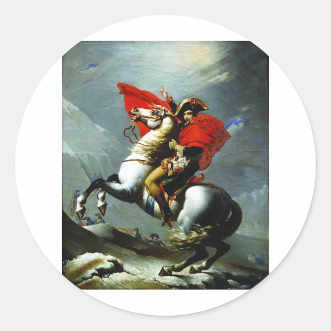 Napoleon Crossing the Alps Classic Round Sticker (Front)