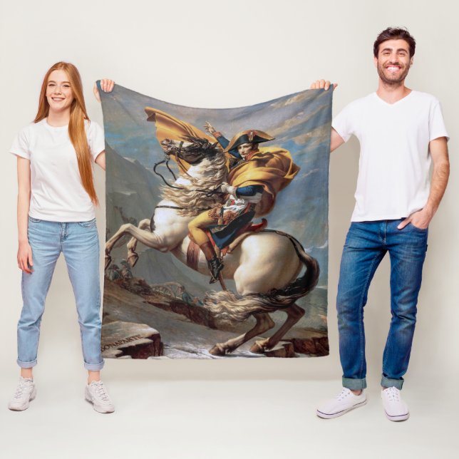 Napoleon Crossing the Alps, Jacques-Louis David Fleece Blanket (In Situ)