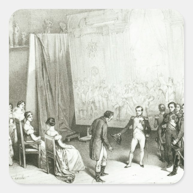 Napoleon I  Visiting the Studio of David Square Sticker (Front)