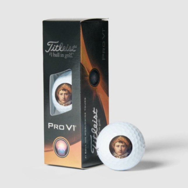 Napoleon Laurel-Wreath Crowned Hero  Golf Balls (Napoleon’s Portrait Titleist 2023 Pro V1 high gradient core high flex casing layer. )