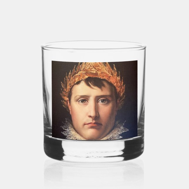 Napoleon Laurel-Wreath Crowned Hero Whiskey Glass  (Front)