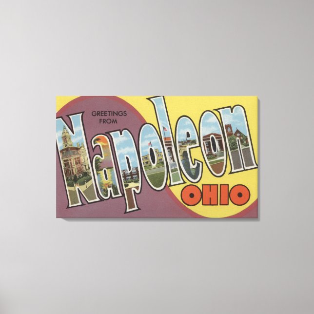 Napoleon, Ohio - Large Letter Scenes Canvas Print (Front)
