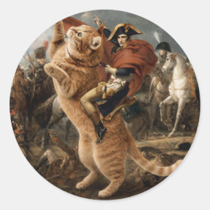 Napoleon Riding Giant Battle Cat                   Classic Round Sticker