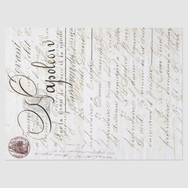 Napoleon Script Decoupage Tissue Paper (Front)