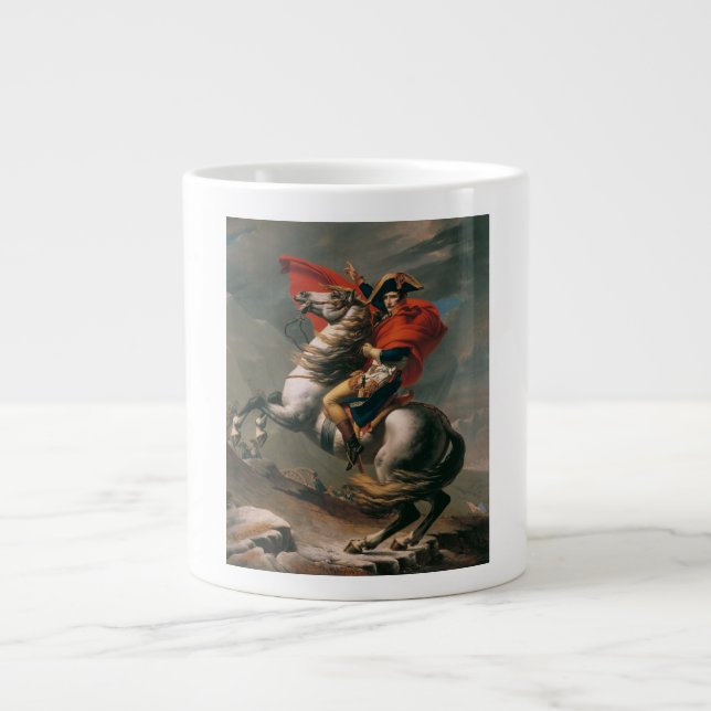 Napoleon with Horse, Battle of St. Bernard Pass Large Coffee Mug (Front)