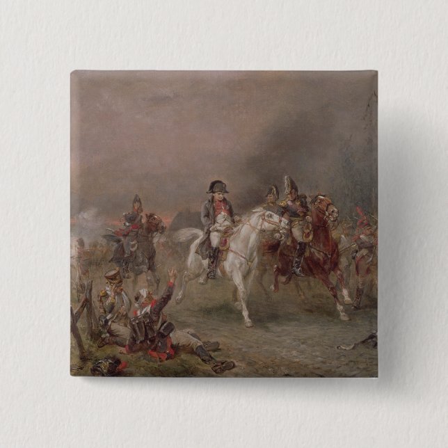 Napoleon's Retreat (oil on canvas) 15 Cm Square Badge (Front)