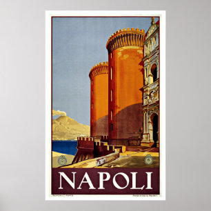Napoli Italy Castel Nuovo Vintage Travel Poster