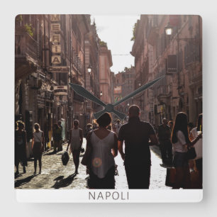 Napoli Italy postcard Square Wall Clock