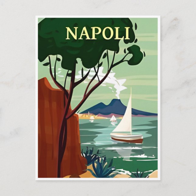 Napoli, Italy Vintage Travel naples italian europe Postcard (Front)