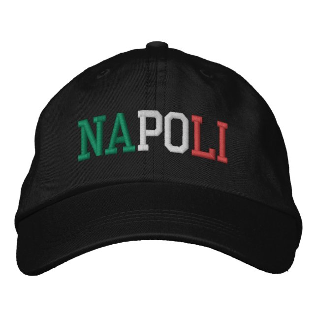 NAPOLI "Naples" Italy Flag Colours Green White Red Embroidered Hat (Front)