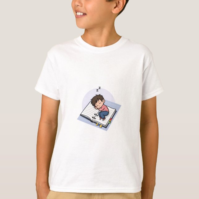 Napping Book Boy Doodle Kids T-Shirt (Front)