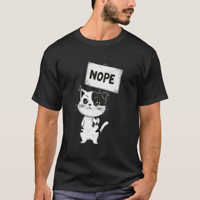 Napping Cat Tee Funny Nope Lazy Cats Lover Cute Ki (Front)