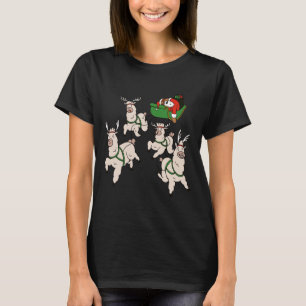 Napping Christmas Sloth   Llamas On Santa S Sleigh T-Shirt