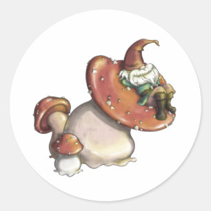 Napping Gnome Classic Round Sticker