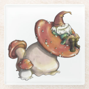 Napping Gnome Glass Coaster
