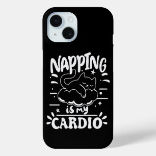 Napping Is My Cardio Simple Funny Cat Design iPhone 15 Case