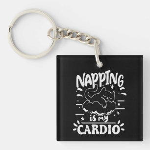 Napping Is My Cardio Simple Funny Cat Design Key Ring