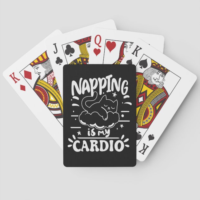 Napping Is My Cardio Simple Funny Cat Design Playing Cards (Back)