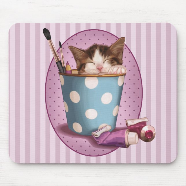 Napping Kitten Mouse Pad (Front)