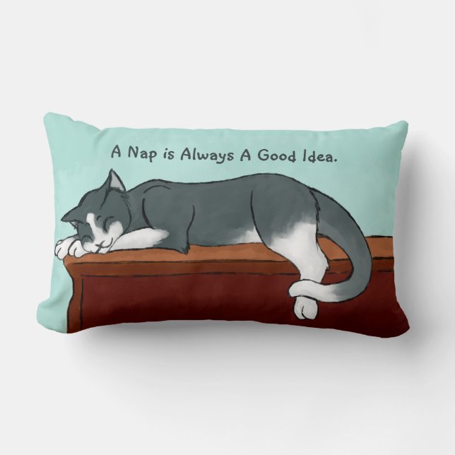 Napping Kitty Lumbar Cushion (Front)